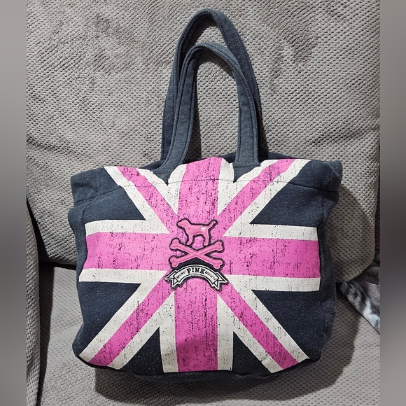 PINK Victoria's Secret Handbags - Vintage Victoria's Secret VS PINK Tote Bag Sweatshirt Fleece Material